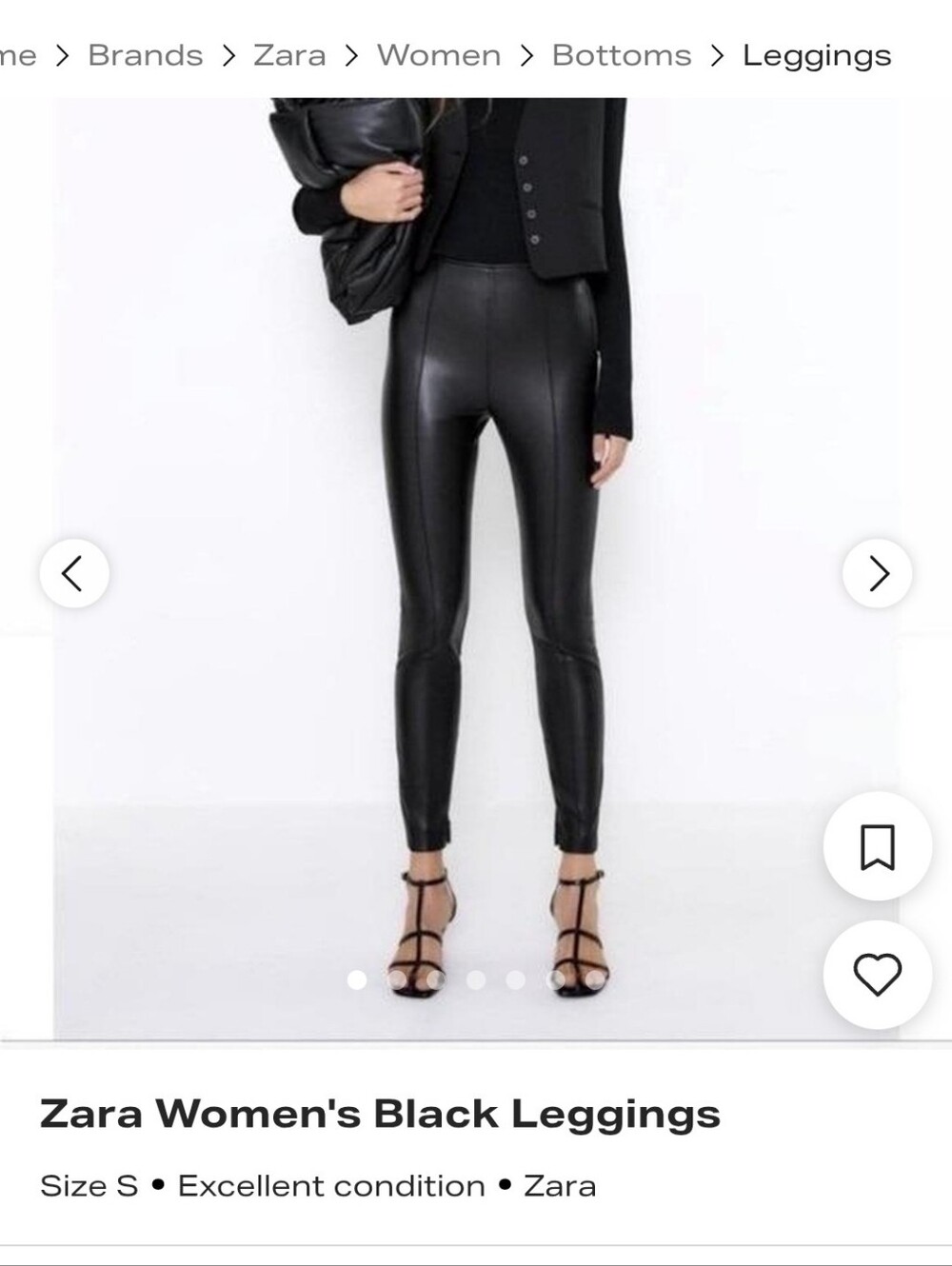 Zara Black Faux-Leather High-Rise Leggings